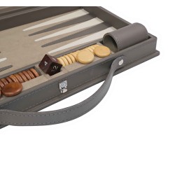 Grey leather backgammon case