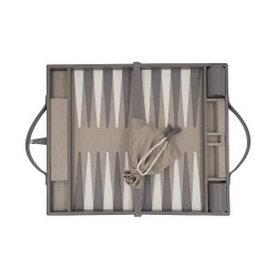 Grey leather backgammon case