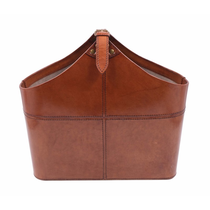 Billy vintage leather magazine rack