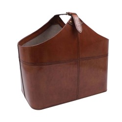 Billy vintage leather magazine rack