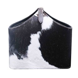 Porte-revues Billy en fourrure noir et blanche