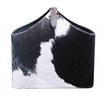 Porte-revues Billy en fourrure noir et blanche