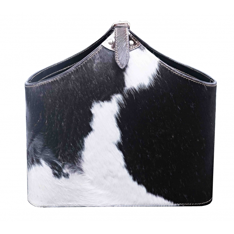 Porte-revues Billy en fourrure noir et blanche
