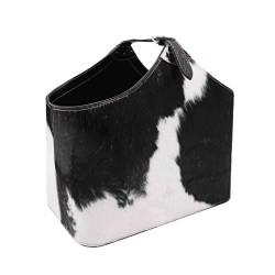 Billy magazine rack in black and white faux fur