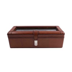 Étui à montres cuir marron - 3 emplacements