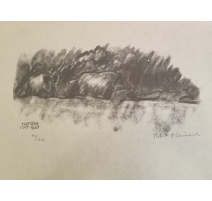 Gravure "Deux sangliers" signée HAINARD