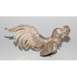 Paire de coqs de combats en argent 915