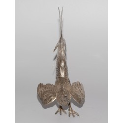 Paire de coqs de combats en argent 915