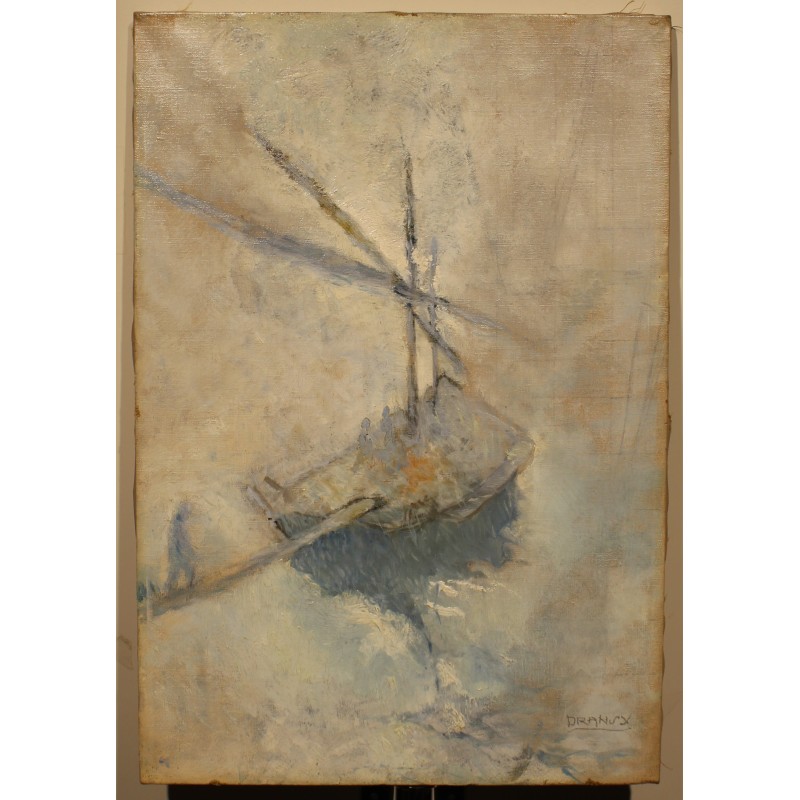Tableau \"Barque sur le Léman\" signé DRANSY