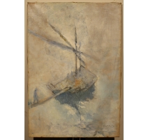 Tableau "Barque sur le Léman" signé DRANSY