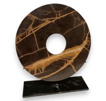 Disque en marbre noir avec support en fer