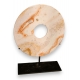 Disque en marbre beige avec support en fer