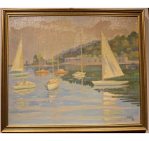 Tableau "Bateaux" signé R. FASEL 48