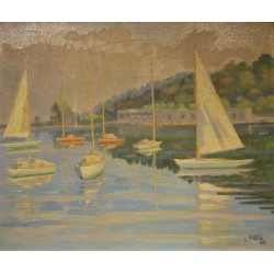 Tableau \"Bateaux\" signé R. FASEL 48