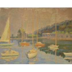 Tableau \"Bateaux\" signé R. FASEL 48