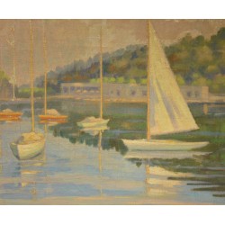 Tableau \"Bateaux\" signé R. FASEL 48