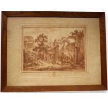Sanguine "Cour d'une ferme" par BOUCHER
