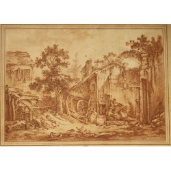 Sanguine "Cour d'une ferme" par BOUCHER