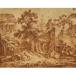 Sanguine "Cour d'une ferme" par BOUCHER