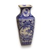 Vase carré bleu blanc décor Bambou