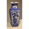 Vase carré bleu blanc décor Bambou