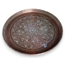 Plateau marocain en cuivre repoussé