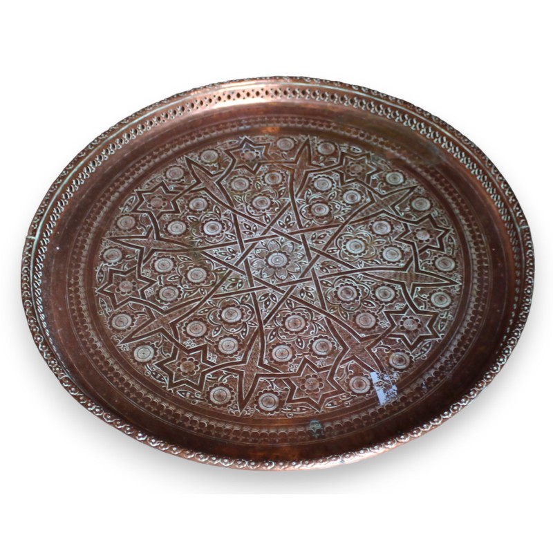 Moroccan embossed copper tray