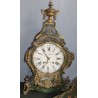 Green-lacquered Louis XV clock, signed DUBOIS