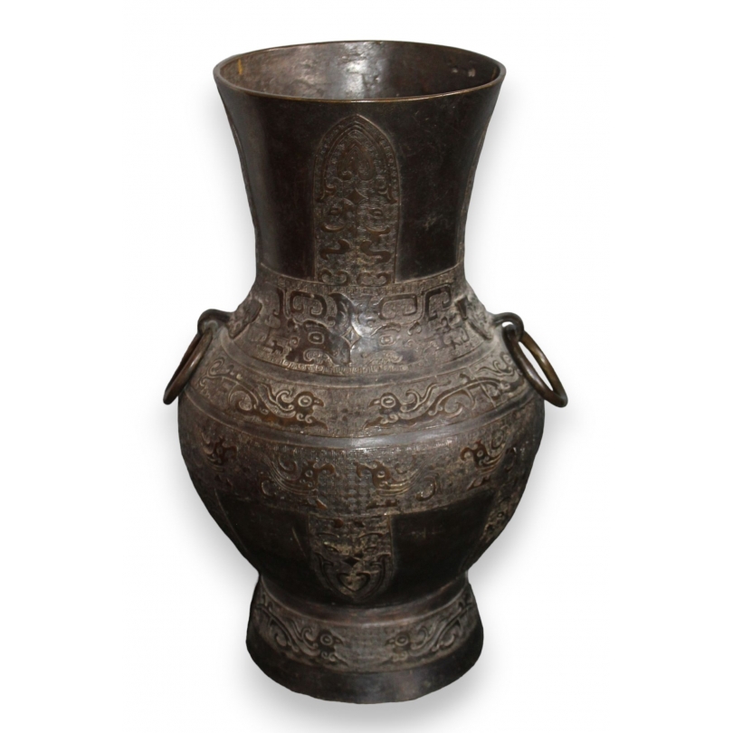 Vase en bronze archaïque "taotie", Hu.