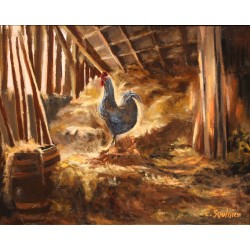 Tableau \"Poule\" signé C. SAULINIER