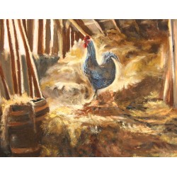 Tableau \"Poule\" signé C. SAULINIER