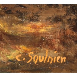 Tableau \"Poule\" signé C. SAULINIER