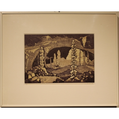 Lithographie "Grotte" signée GICÉ 86