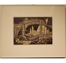 Lithographie "Grotte" signée GICÉ 86