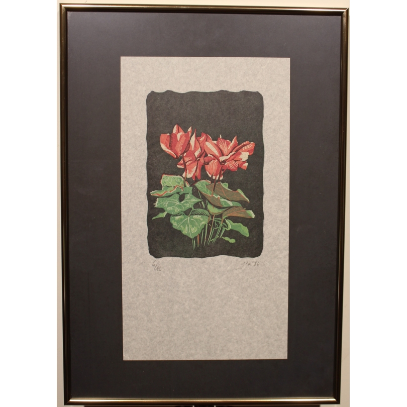 Lithographie "Cyclamen" signée GICÉ 86