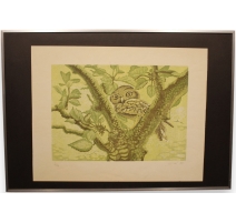 Lithographie "Chouette" signée GICÉ 84