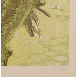 Lithograph entitled "Owl", signed GICÉ 84