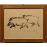 Engraving entitled ‘Two Wild Boars’, signed RH
