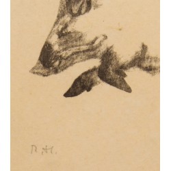 Engraving entitled ‘Two Wild Boars’, signed RH