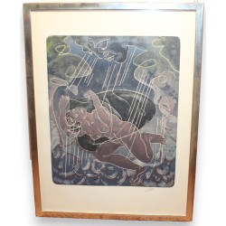 Engraving entitled ‘Rain Showers’, signed ERNI
