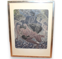 Gravure "Averses de pluie" signée ERNI