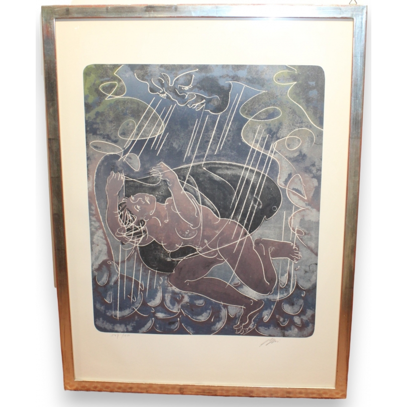 Gravure "Averses de pluie" signée ERNI