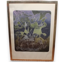 Gravure "Eclairs et tonnerre" signée ERNI
