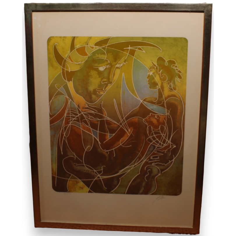 Gravure "Couple" signée ERNI