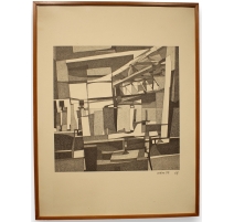 Gravure Offset "L'heure du repos" signée LERMITE