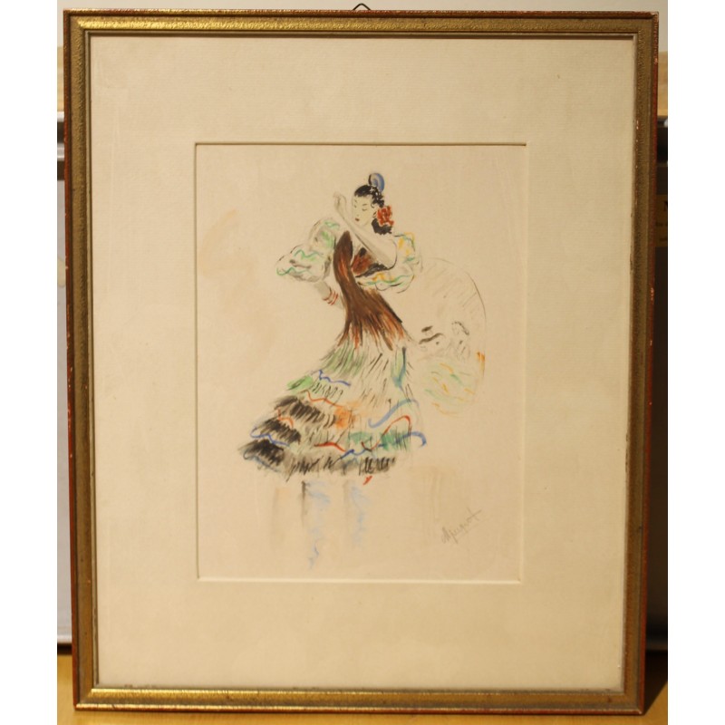 Dessin "Danseuse" signé C. LOUPOT
