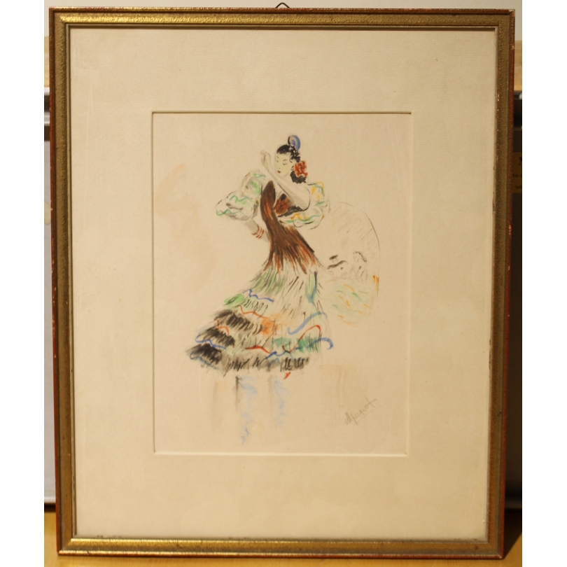 Dessin "Danseuse" signé C. LOUPOT