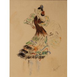 Dessin "Danseuse" signé C. LOUPOT