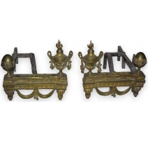 Pair of Louis XVI andirons .