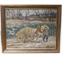 Tableau "Cheval avec une charrette" ZUBRITZKY